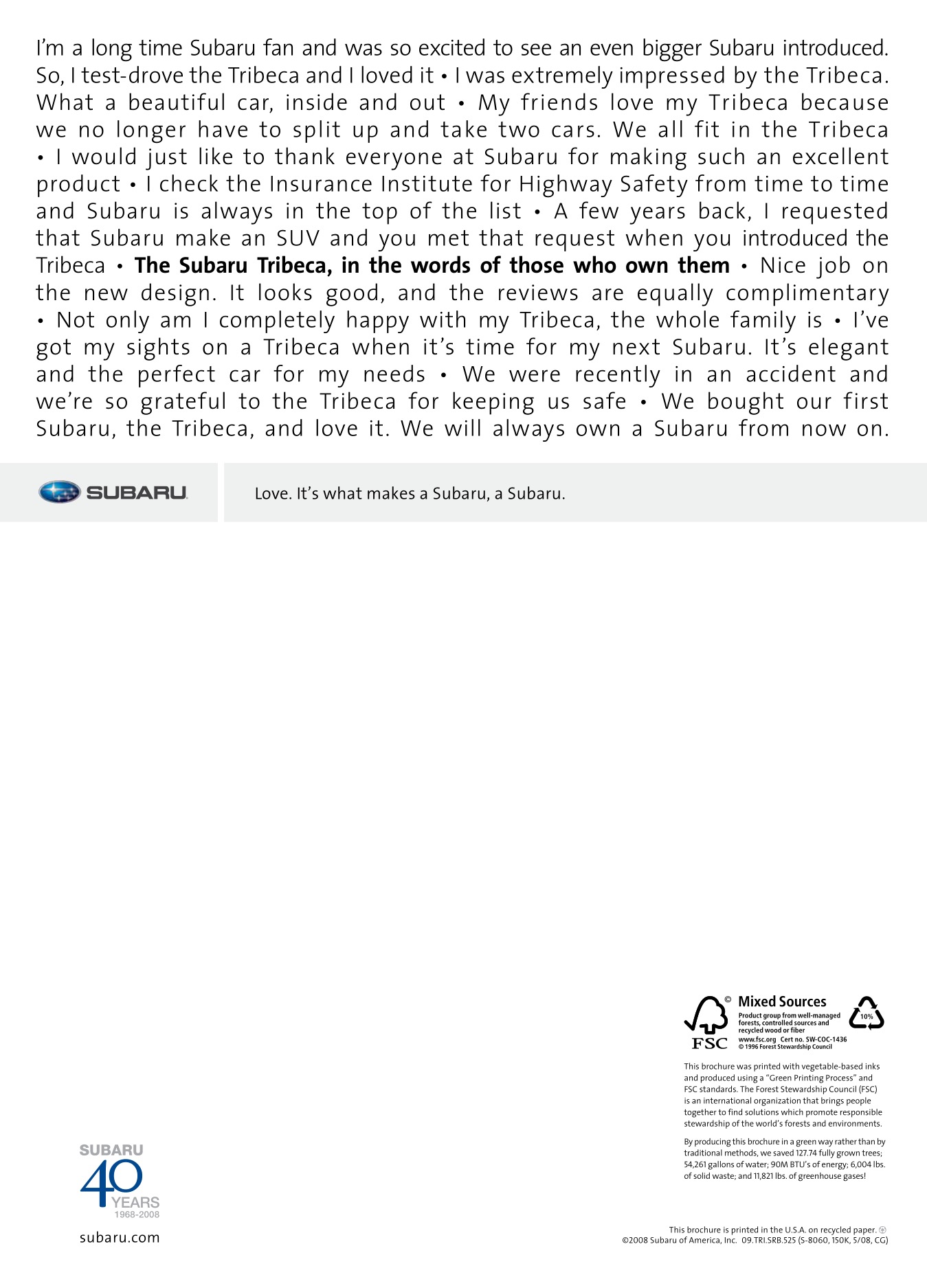 2009 Subaru Tribeca Brochure Page 15